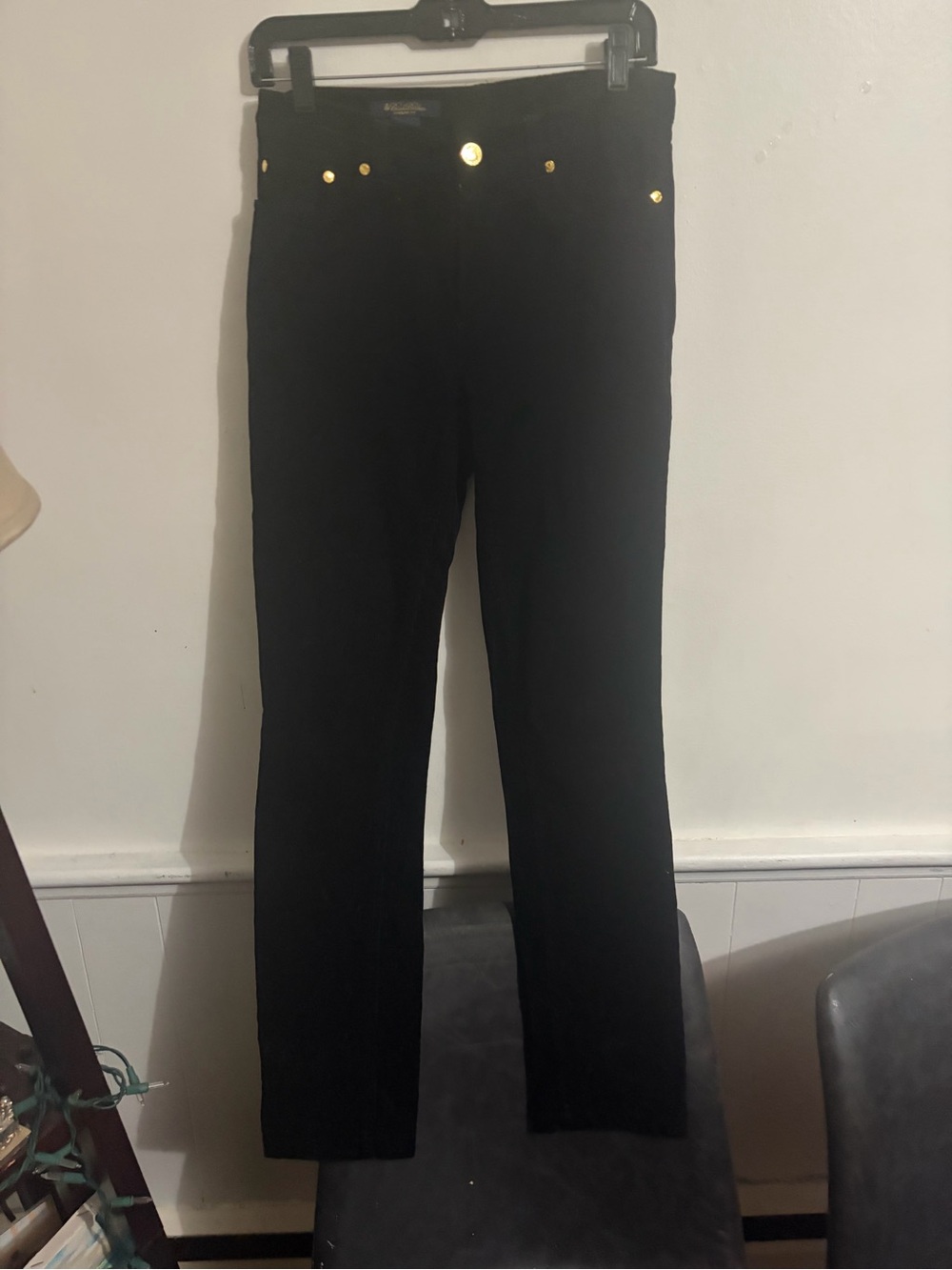 Brooks Brothers Black Straight-Leg Cords with Gold Accents. Caroline size 2